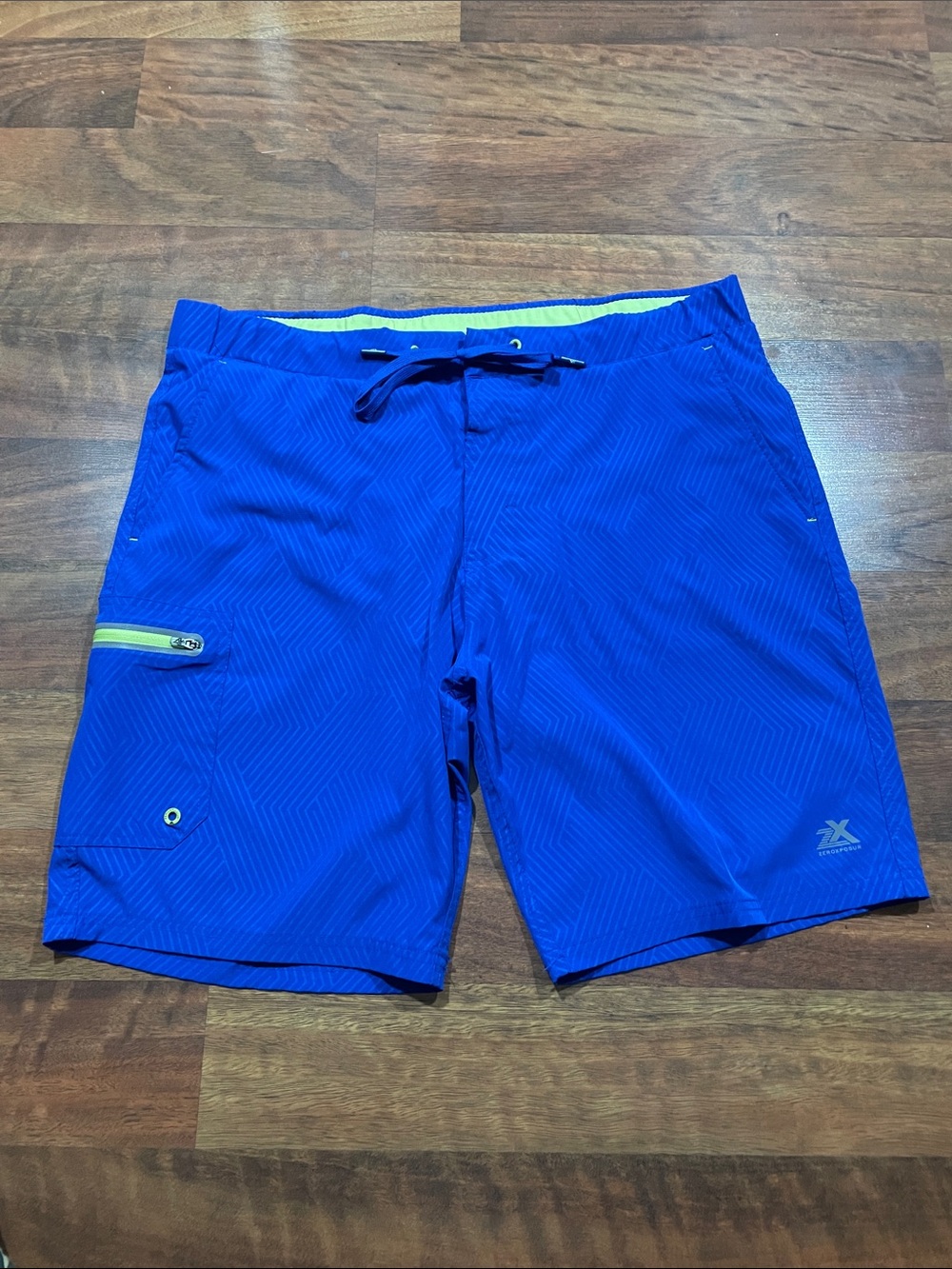 ZeroXposur Royal Blue Swim Board Shorts with Lime Accent